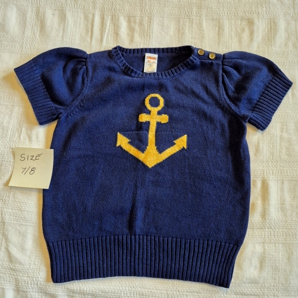 Gymboree girls size 7/8 or Medium Cape Cod Cutie knit sweater with anchor EUC